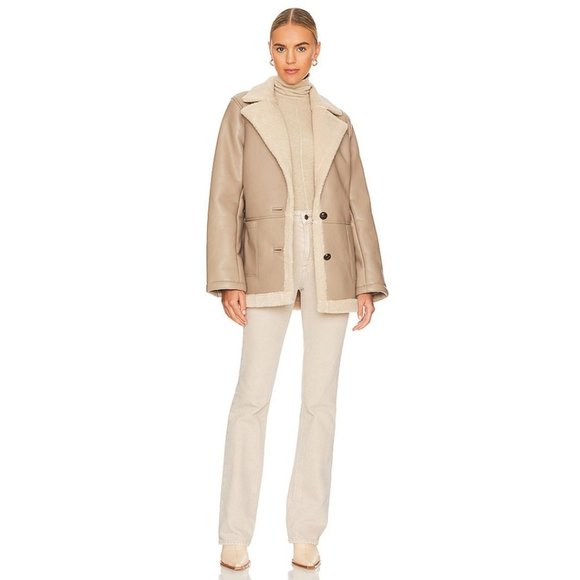 Astr The Label Revolve Francine Faux Leather Shearling Jacket‎ Size Large - Picture 3 of 11